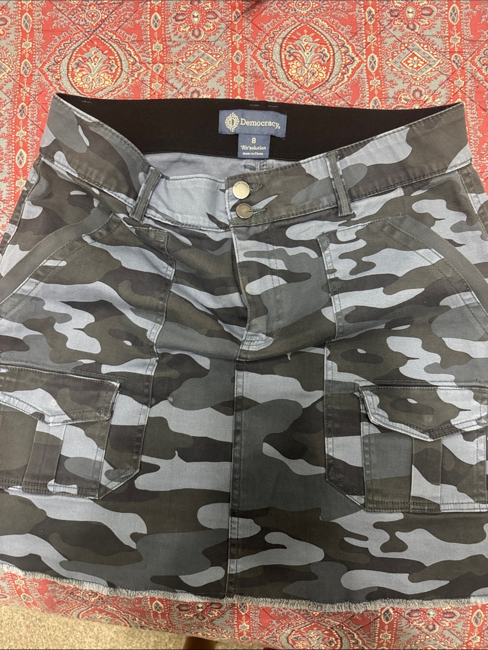 Democracy Camo Cargo Mini Skirt - Olive & Gray